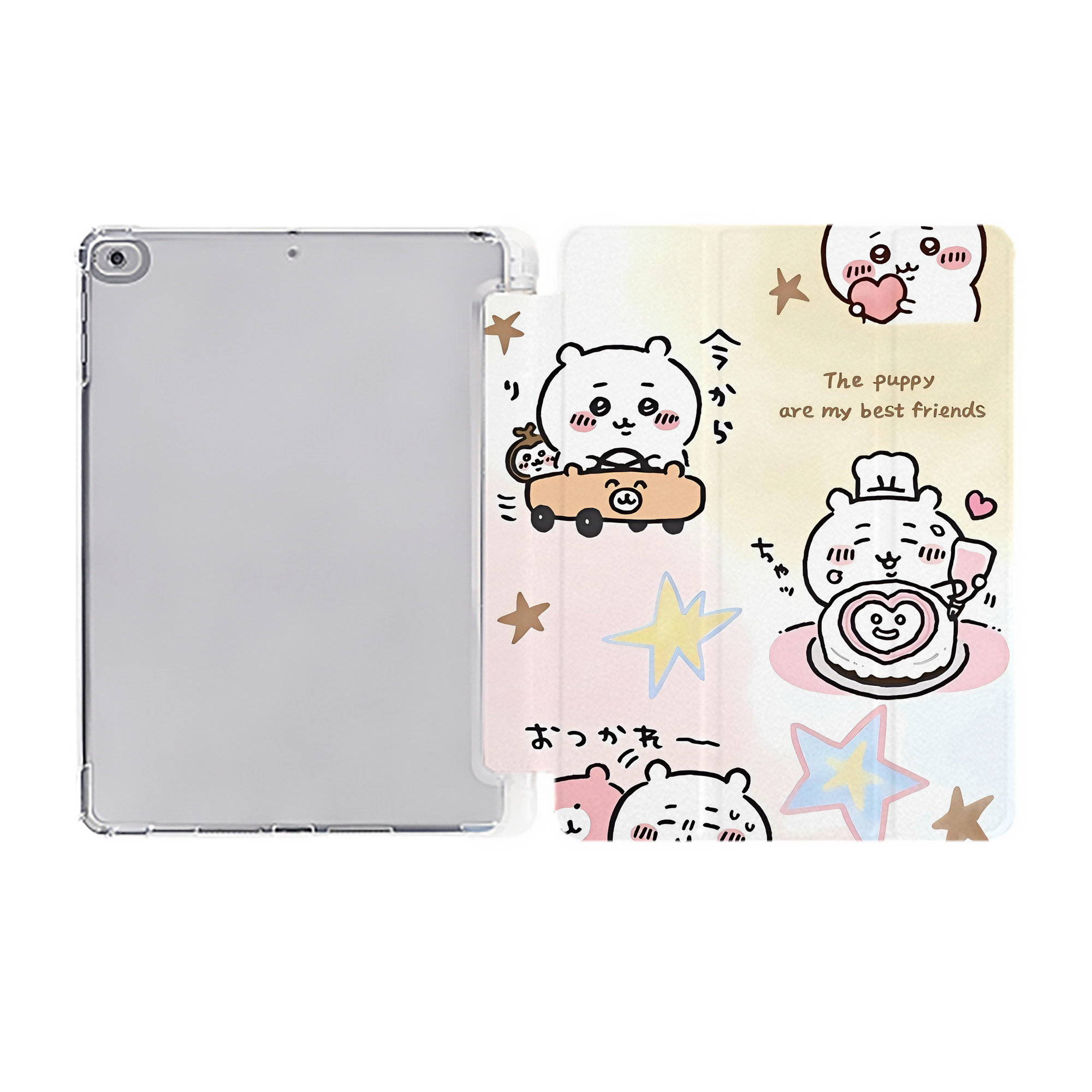 （画像用） ちいかわ Chii-kawa IPad ケース ペン収納付き 三つ折りスタンド PUレザー×シリコン 対応機種9.5/10.5/10.9インチ